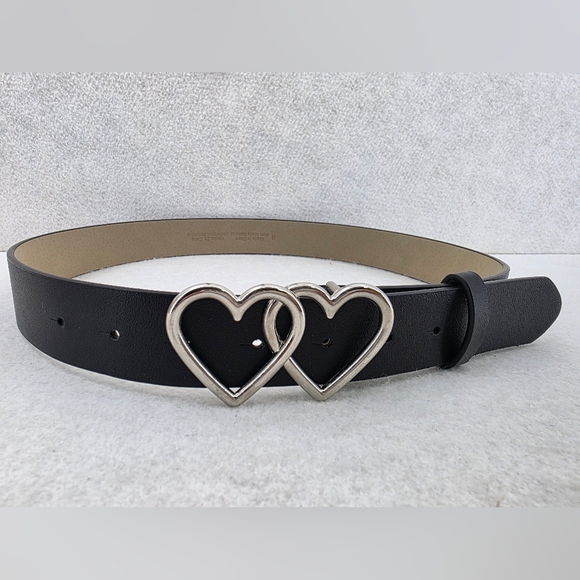 No brand Accessories - Black Hearts Belt Women's Size Medium 38" Faux Black Leather